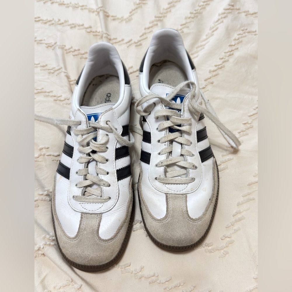 Adidas Samba Inspired White & Black Leather Sneakers